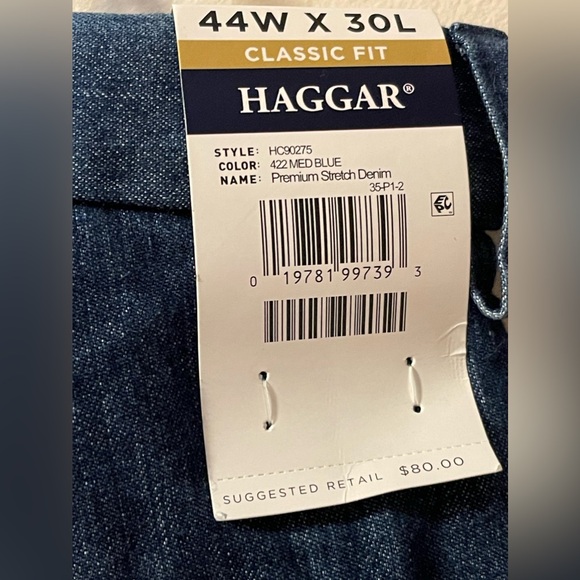 Haggar Men’s Big & Tall Premium Stretch Denim Classic Fit Comfort Fabric 44x30 - Picture 3 of 11